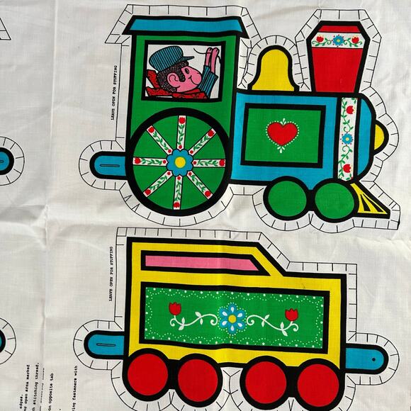 Springs Mills 5671 Cut & Sew Train Panel Uncut Vintage Fabric Toy Set - Picture 6 of 12